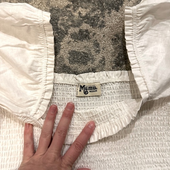 Anthropologie Blue/WhiteSmocked Top - Picture 2 of 4